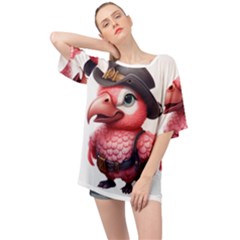 Kawaii Pink Parrot Pirate Oversized Chiffon Top by KawaiiArtStyle