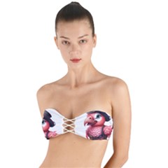 Kawaii Pink Parrot Pirate Twist Bandeau Bikini Top by KawaiiArtStyle