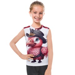 Kawaii Pink Parrot Pirate Kids  Mesh Tank Top by KawaiiArtStyle