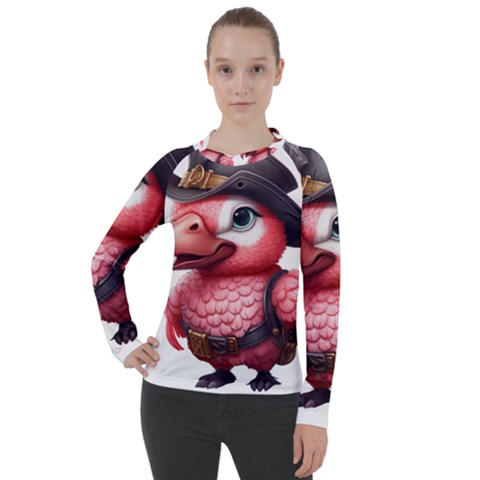 Kawaii Pink Parrot Pirate Women s Pique Long Sleeve T-shirt by KawaiiArtStyle