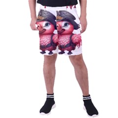 Kawaii Pink Parrot Pirate Men s Pocket Shorts by KawaiiArtStyle