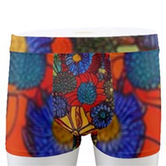 Mid Century Retro Floral 1970s 1960s Pattern 69 Men s Boxer Briefs by violetheavensky