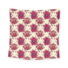 Retro 1880s Flowers Pattern 21 Square Tapestry (small) by violetheavensky