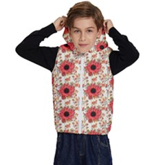 Retro 1880s Flowers Pattern 23 Kids  Stylish Hooded Puffer Vest by violetheavensky