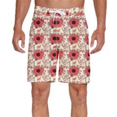 Retro 1880s Flowers Pattern 23 Men s Beach Shorts by violetheavensky