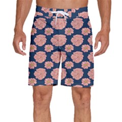 Retro 1880s Flowers Pattern 16 Men s Beach Shorts by violetheavensky