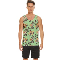 Retro 1880s Flowers Pattern 24 Men s Wide Collar Tank Top by violetheavensky