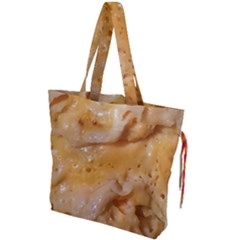 Homemade Flan Extreme Close-up Texture Drawstring Tote Bag by dflcprintsclothing