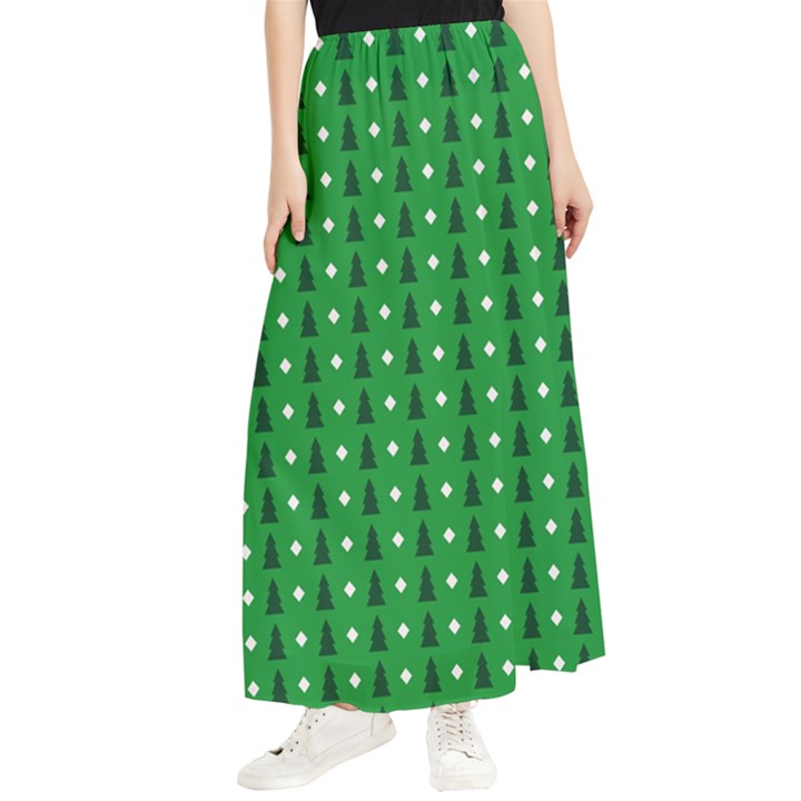 Green Christmas Tree Pattern Background Maxi Chiffon Skirt