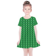 Green Christmas Tree Pattern Background Kids  Simple Cotton Dress by Paksenen