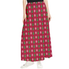 Snowflake Christmas Tree Pattern Maxi Chiffon Skirt by Paksenen