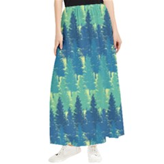 Christmas Trees Pattern Digital Paper Seamless Maxi Chiffon Skirt by Paksenen