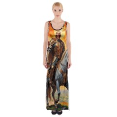 Heroic Trump Warrior In Golden Armor Thigh Split Maxi Dress by AwesomeSauce