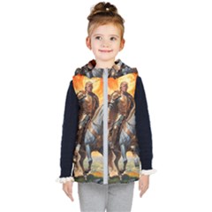 Heroic Trump Warrior In Golden Armor Kids  Hooded Puffer Vest by AwesomeSauce