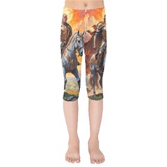 Heroic Trump Warrior In Golden Armor Kids  Capri Leggings  by AwesomeSauce