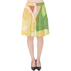 Citrus Fruit Healthy Vitamin Velvet High Waist Skirt by Paksenen