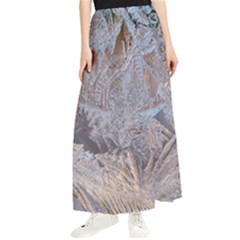 Window Pattern Winter Frost Maxi Chiffon Skirt by Paksenen