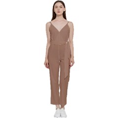 Mocha Mousse Hex Code #a47864 V-neck Camisole Jumpsuit by dressshop