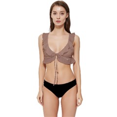 Mocha Mousse Hex Code #a47864 Low Cut Ruffle Edge Bikini Top by dressshop