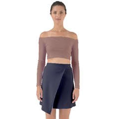 Mocha Mousse Hex Code #a47864 Long Sleeve Off Shoulder Crop Top by dressshop