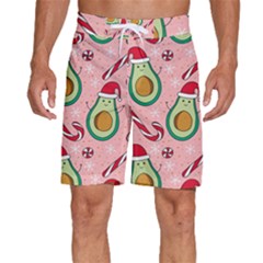 Avo Merry Christmas, Candies, Candy Cane Men s Beach Shorts by kyorashop23