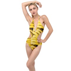 Bananas, Macro, Fruits, Ripe Bananas Plunging Cut Out Swimsuit by kyorashop23