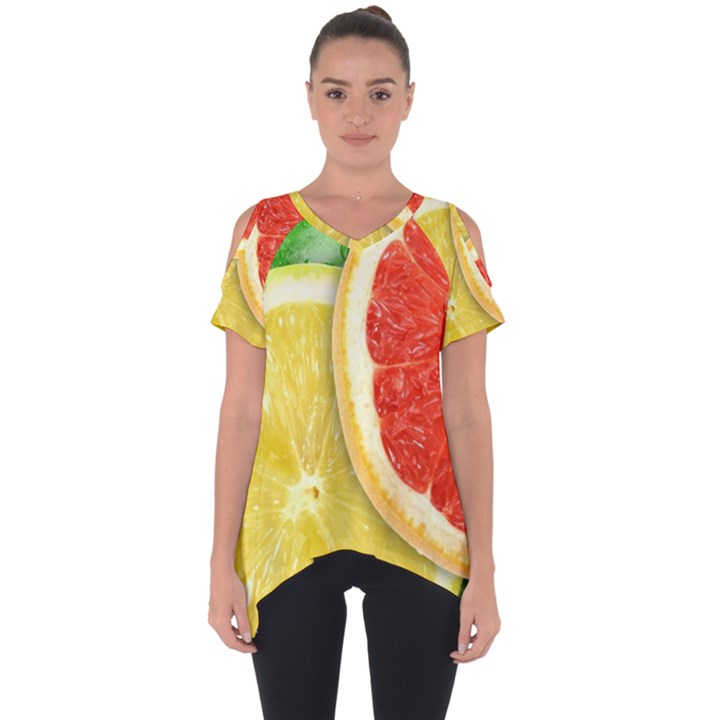 Fruit, Lemon Cut Out Side Drop T-Shirt