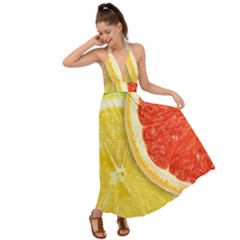 Fruit, Lemon Backless Maxi Beach Dress by kyorashop23