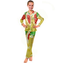 Fruit, Lemon Kids  Satin Long Sleeve Pajamas Set by kyorashop23