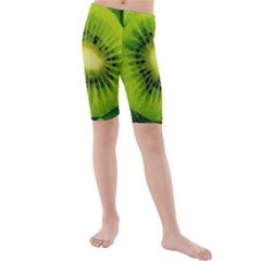 Kiwi Fruits, Close-up, Exotic Fruit Kids  Mid Length Swim Shorts by kyorashop23