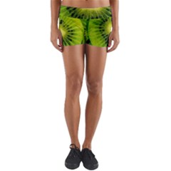 Kiwi Fruits, Close-up, Exotic Fruit Yoga Shorts by kyorashop23