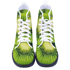 Kiwi Fruits, Close-up, Exotic Fruit Women s High-top Canvas Sneakers by kyorashop23