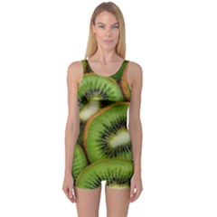 Kiwi Texture, Background With Kiwi, Fruits, Kiwi One Piece Boyleg Swimsuit by kyorashop23