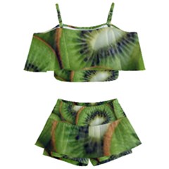 Kiwi Texture, Background With Kiwi, Fruits, Kiwi Kids  Off Shoulder Skirt Bikini by kyorashop23