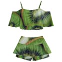 Kiwi Texture, Background With Kiwi, Fruits, Kiwi Kids  Off Shoulder Skirt Bikini View2