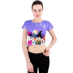 Let s Have Fun With Snowmen Crew Neck Crop Top by kyorashop23