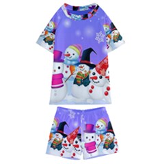 Let s Have Fun With Snowmen Kids  Swim T-shirt And Shorts Set by kyorashop23