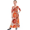 orange, Fruit, Citrus Kids  Quarter Sleeve Maxi Dress View1