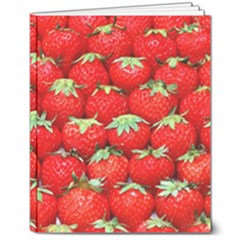 Strawberry Texture, Macro, Ripe Strawberry 8  X 10  Softcover Notebook by kyorashop23