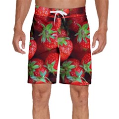 Strawberry, Berries, Fresh, Red Men s Beach Shorts by kyorashop23