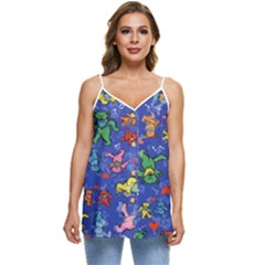 Grateful Dead Dancing Bears Pattern Casual Spaghetti Strap Chiffon Top by Salmanaz77