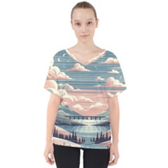 Artwork Painting Sculpture Nature V-neck Dolman Drape Top by Salmanaz77