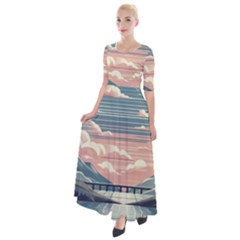 Artwork Painting Sculpture Nature Half Sleeves Maxi Dress by Salmanaz77