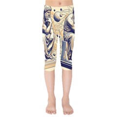 Thinker Sculpture Design Geometric Kids  Capri Leggings  by Salmanaz77