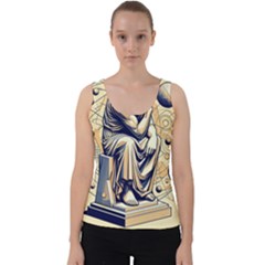 Thinker Sculpture Design Geometric Velvet Tank Top by Salmanaz77