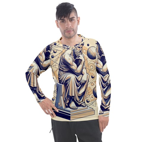 Thinker Sculpture Design Geometric Men s Pique Long Sleeve T-shirt by Salmanaz77