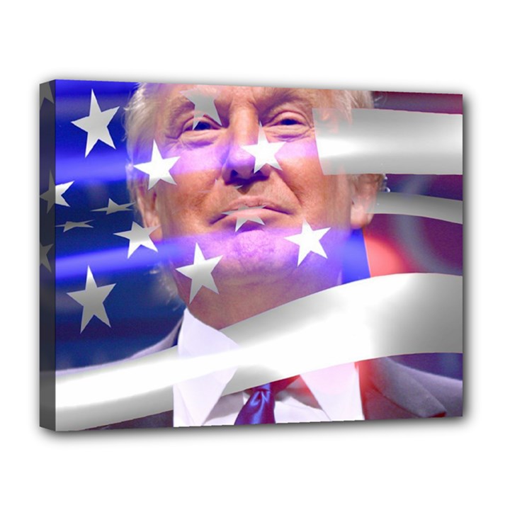 Donald Trump Flag Canvas 14  x 11  (Stretched)