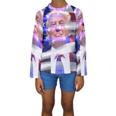 Donald Trump Flag Kids  Long Sleeve Swimwear by vintagetrump