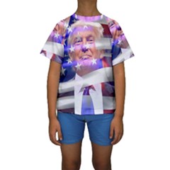 Donald Trump Flag Kids  Short Sleeve Swimwear by vintagetrump