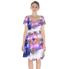 Donald Trump Flag Short Sleeve Bardot Dress by vintagetrump